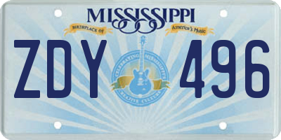 MS license plate ZDY496