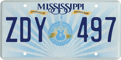 MS license plate ZDY497