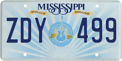MS license plate ZDY499