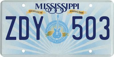 MS license plate ZDY503