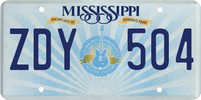 MS license plate ZDY504