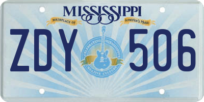 MS license plate ZDY506