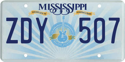 MS license plate ZDY507