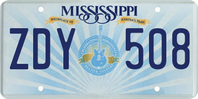 MS license plate ZDY508