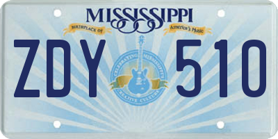 MS license plate ZDY510