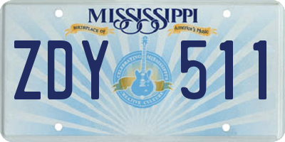 MS license plate ZDY511