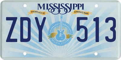 MS license plate ZDY513