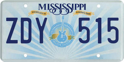 MS license plate ZDY515