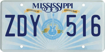MS license plate ZDY516