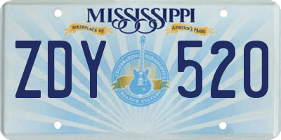 MS license plate ZDY520