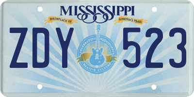 MS license plate ZDY523