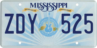 MS license plate ZDY525