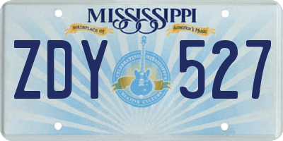 MS license plate ZDY527