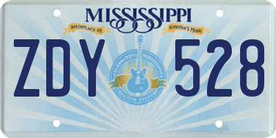 MS license plate ZDY528