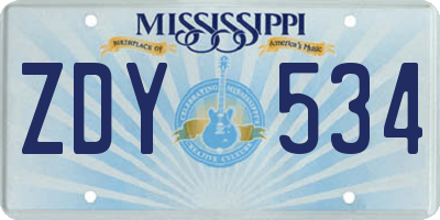 MS license plate ZDY534