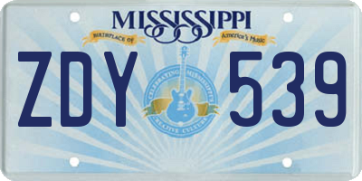 MS license plate ZDY539