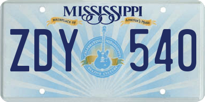 MS license plate ZDY540
