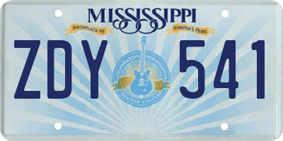 MS license plate ZDY541