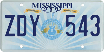 MS license plate ZDY543