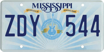 MS license plate ZDY544