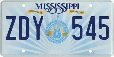 MS license plate ZDY545
