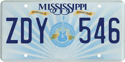 MS license plate ZDY546