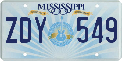 MS license plate ZDY549