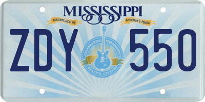 MS license plate ZDY550