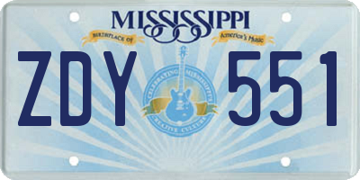 MS license plate ZDY551