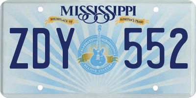 MS license plate ZDY552