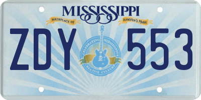 MS license plate ZDY553