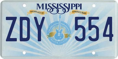 MS license plate ZDY554