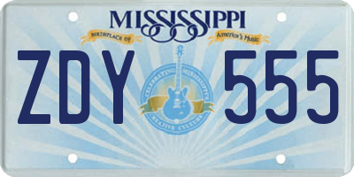 MS license plate ZDY555