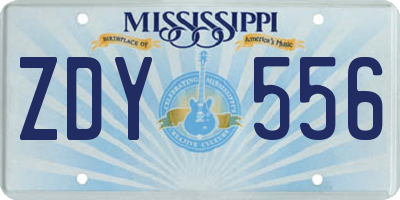 MS license plate ZDY556