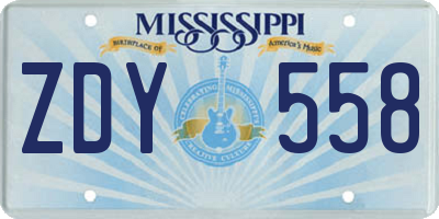MS license plate ZDY558