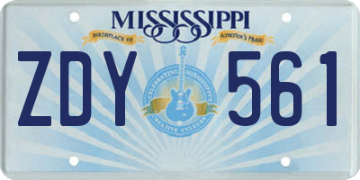 MS license plate ZDY561