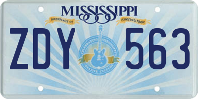 MS license plate ZDY563