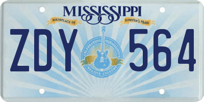 MS license plate ZDY564