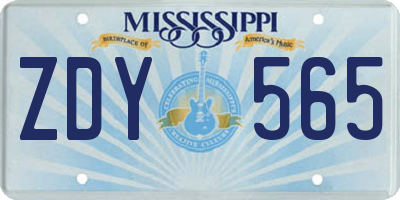 MS license plate ZDY565