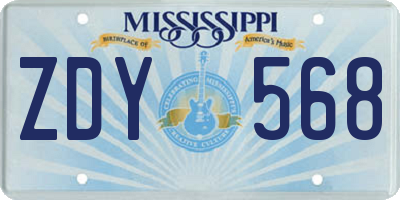 MS license plate ZDY568