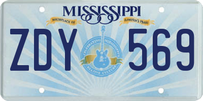 MS license plate ZDY569