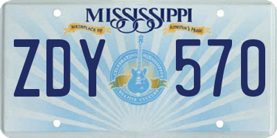 MS license plate ZDY570