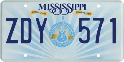 MS license plate ZDY571