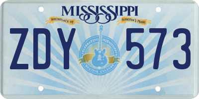 MS license plate ZDY573