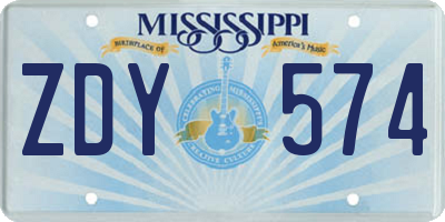 MS license plate ZDY574