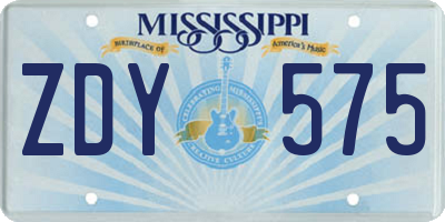 MS license plate ZDY575