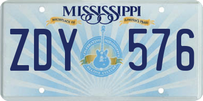 MS license plate ZDY576