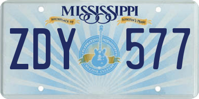 MS license plate ZDY577