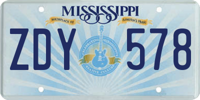 MS license plate ZDY578