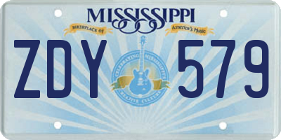MS license plate ZDY579